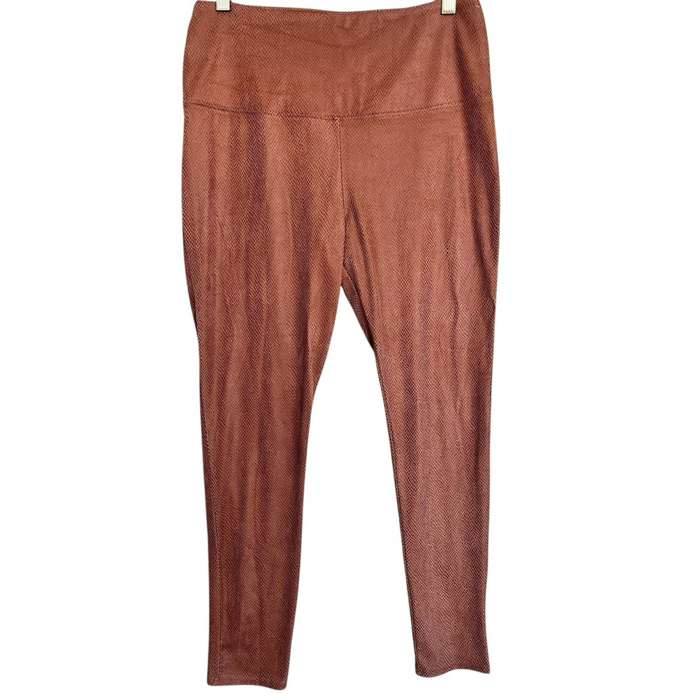 Athena Marie Leggings Womens Large Rust Faux Snake Skin Workout Athleisure